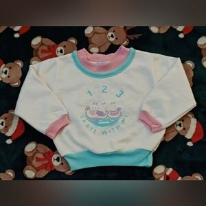 Rare Vintage OshKosh B'gosh Teddy Ice Skating Sweatshirt 24 Months NWOT